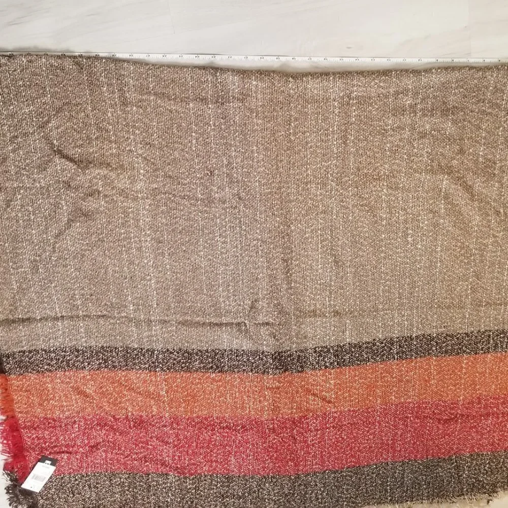 Steve Madden Large Boucle Beige Stripe Blanket Throw Shawl Scarf NEW NWT $50
